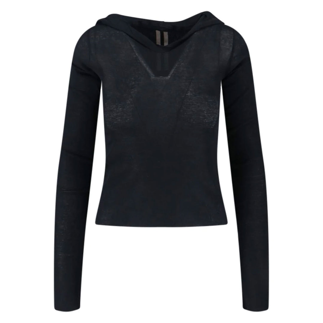 Rick Owens - CROPPED HOODED RIB LS T