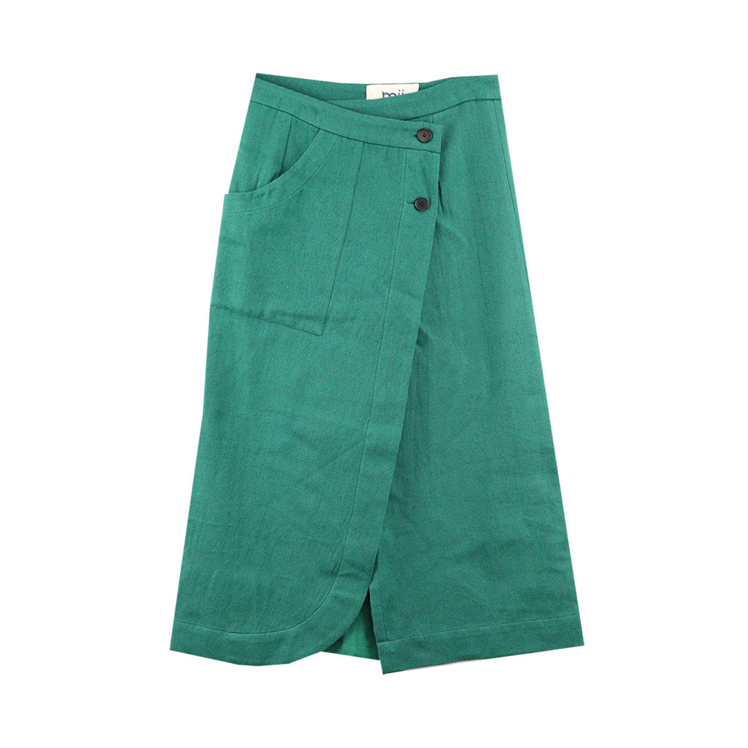 HANDWOVEN WOOL COTTON DENIM SKIRT - MII