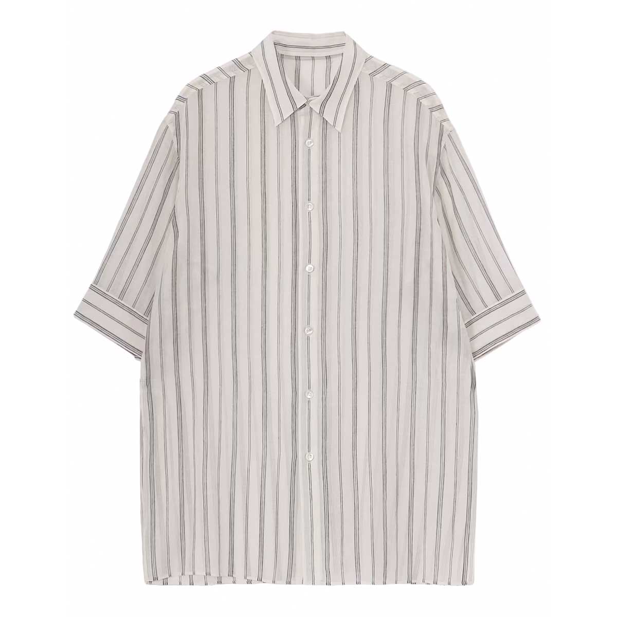 Yohji Yamamoto(ヨウジヤマモト) | KHADI STRIPE SHORT SLEEVE BLOUSE