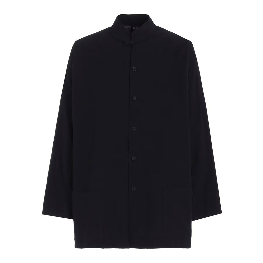 Ys for men - COTTON HEMP BROAD SHIRT WITH STAND COLLAR