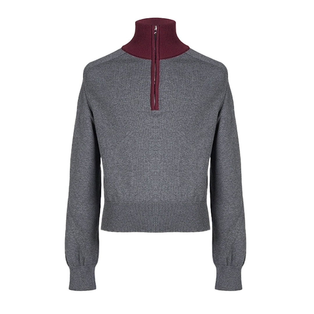 VUJADE - FRANK STRUCTURED HAIF-ZIP KNIT SWEATER IN CARMINE GREY