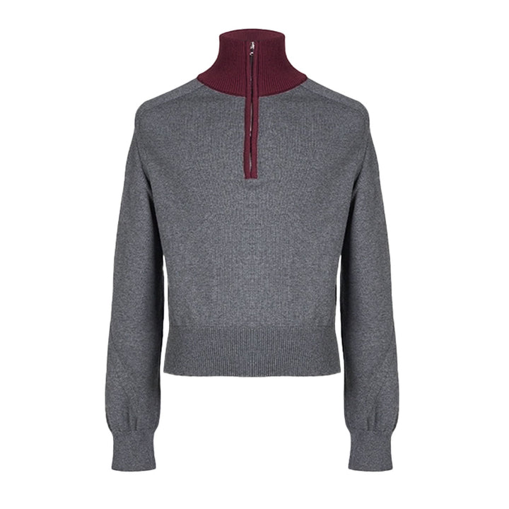 VUJADE - FRANK STRUCTURED HAIF-ZIP KNIT SWEATER IN CARMINE GREY