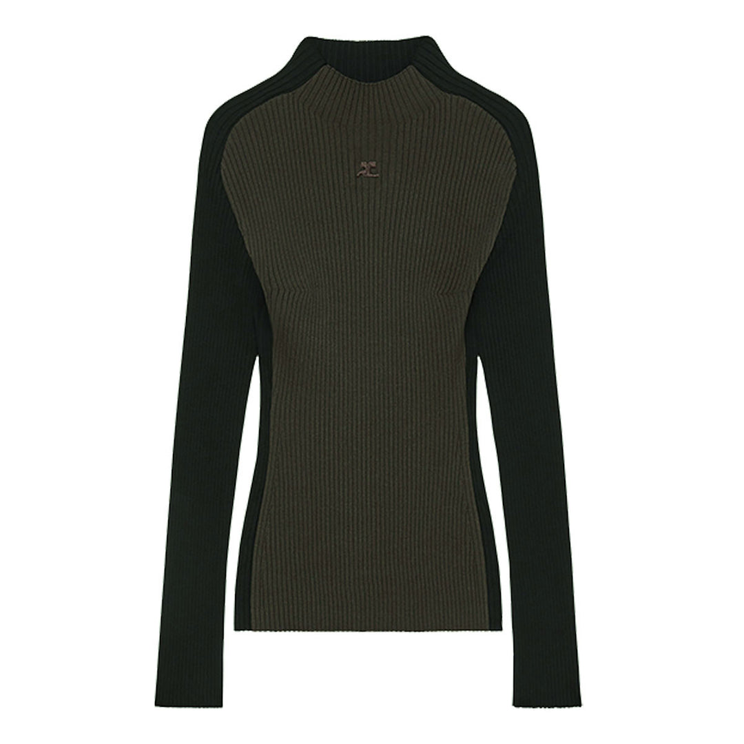COURREGES - CONTRAST FRAME RIB KNIT SWEATER