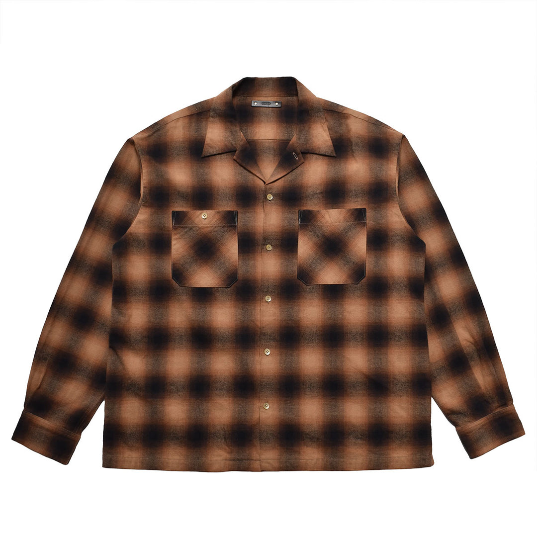 C. Flannel Ombre Open Collar Shirt
