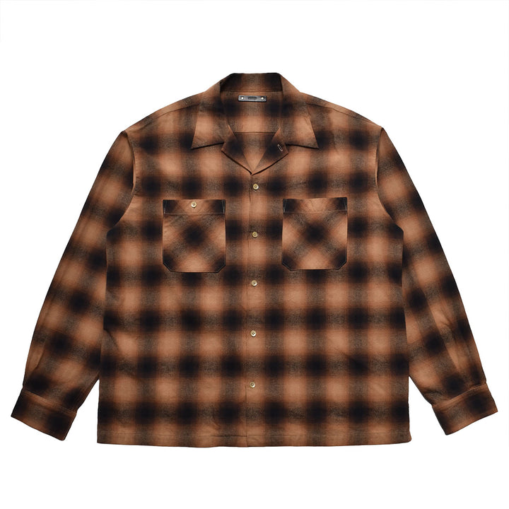 C. Flannel Ombre Open Collar Shirt