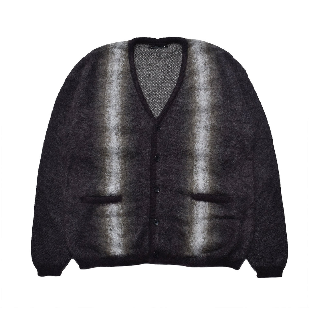 Fuzzy Stripe Mohair Knit Cardigan