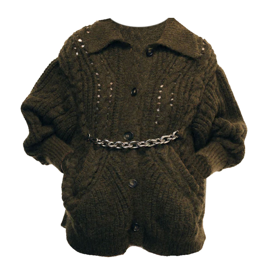 Simone Rocha - Sculpted Chunky Knit Chain Detail Cardigan