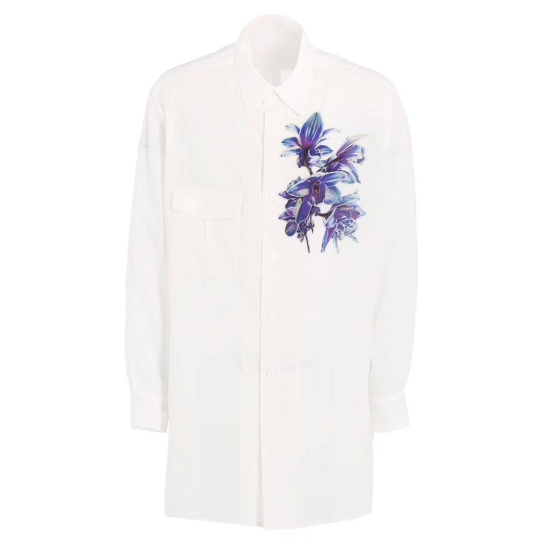 Ys for men - REGULAR COLLAR SHIRT WITH BLUE FLOWER PRINT