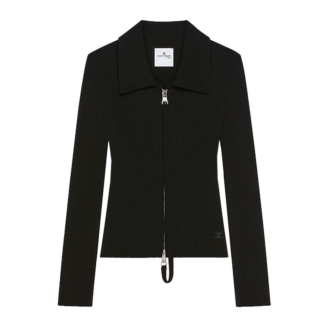 COURREGES - KNITTED ZIPPED CARDIGAN