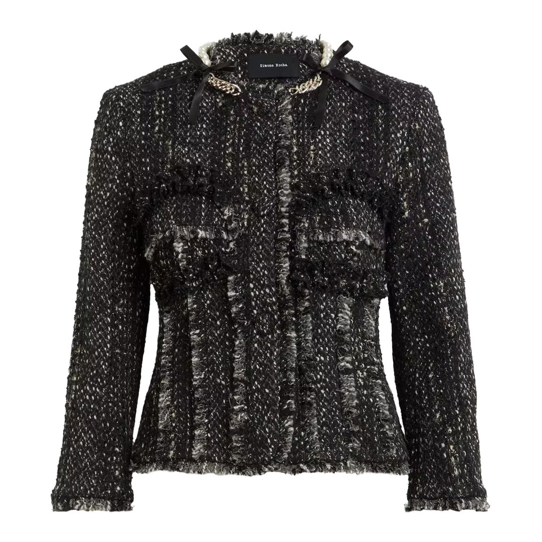 Simone Rocha - Embellished Sculpted Frill Bust Fray Jacket