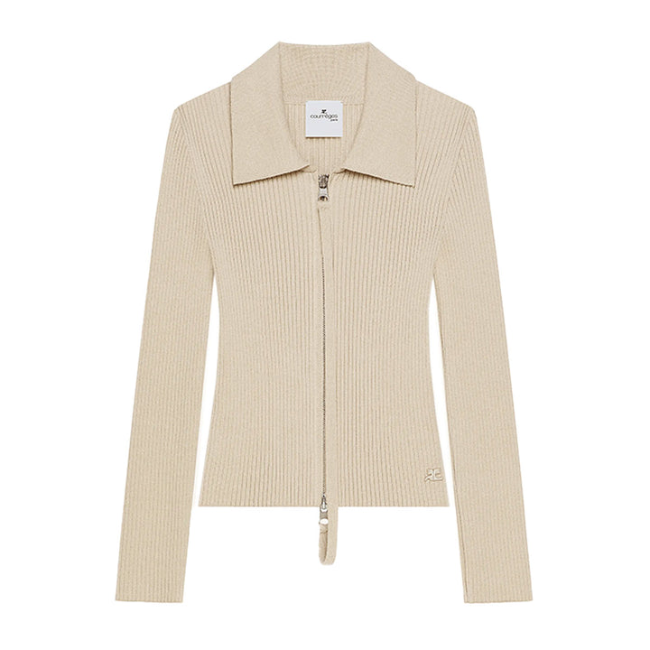 COURREGES - KNITTED ZIPPED CARDIGAN