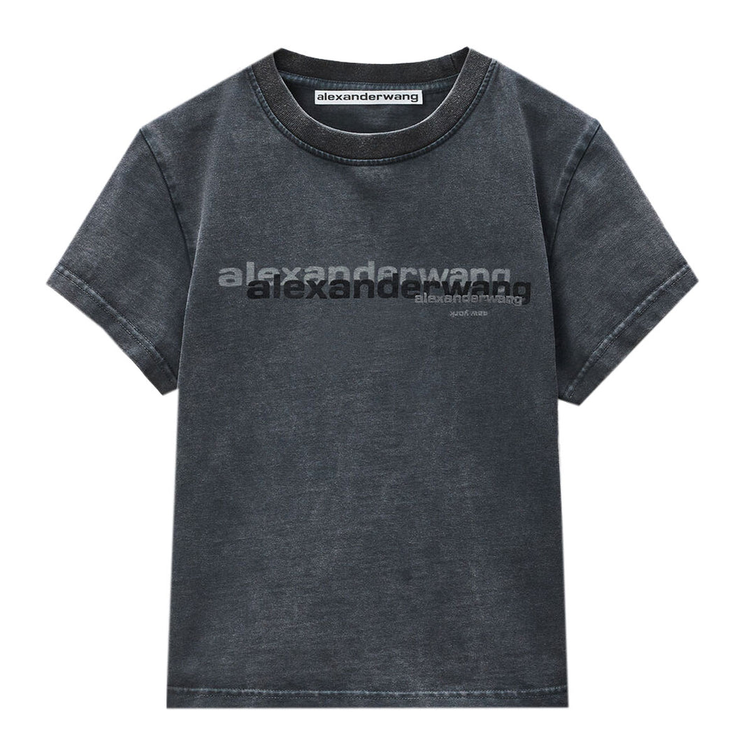 Alexander Wang - ブラック シュランク ディストレストロゴ tシャツ