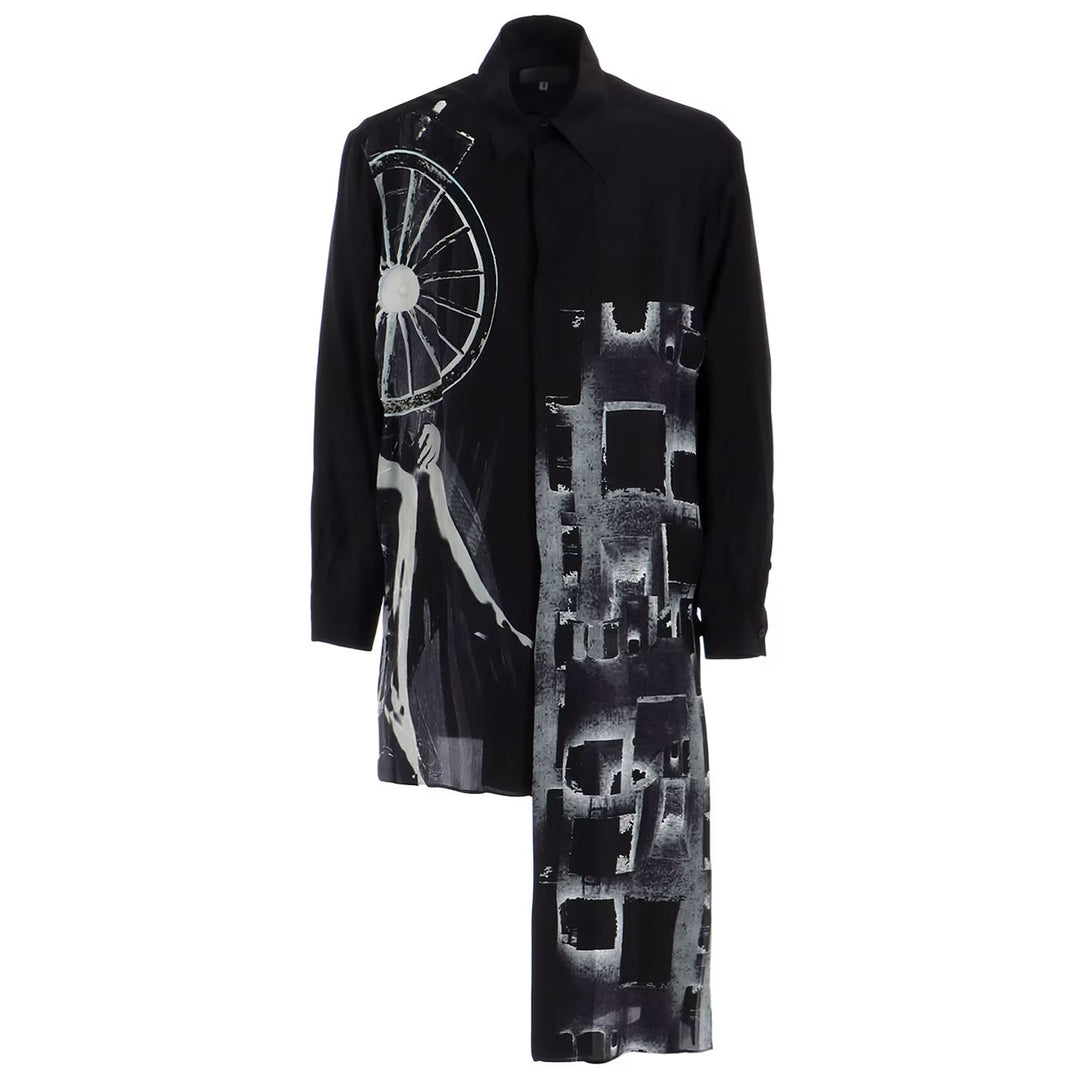 Yohji Yamamoto - WHEEL PRINTED ASYMMETRY BLOUSE