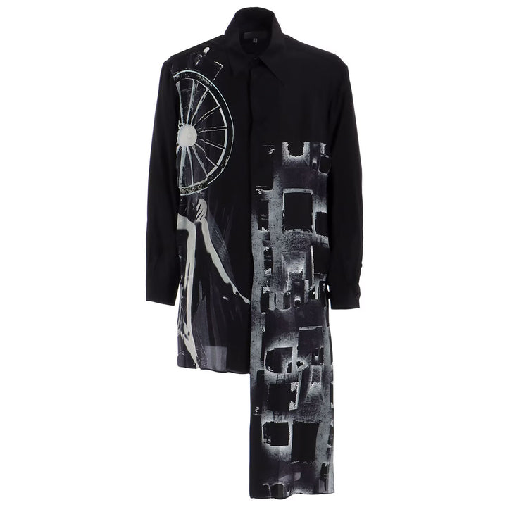 Yohji Yamamoto - WHEEL PRINTED ASYMMETRY BLOUSE