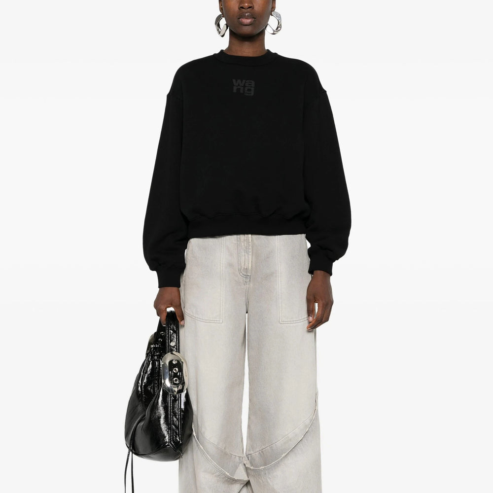 Alexander Wang - ESSENTIAL TERRY CREW SWEATSHIRT W/ PUFF PAINT LOGO