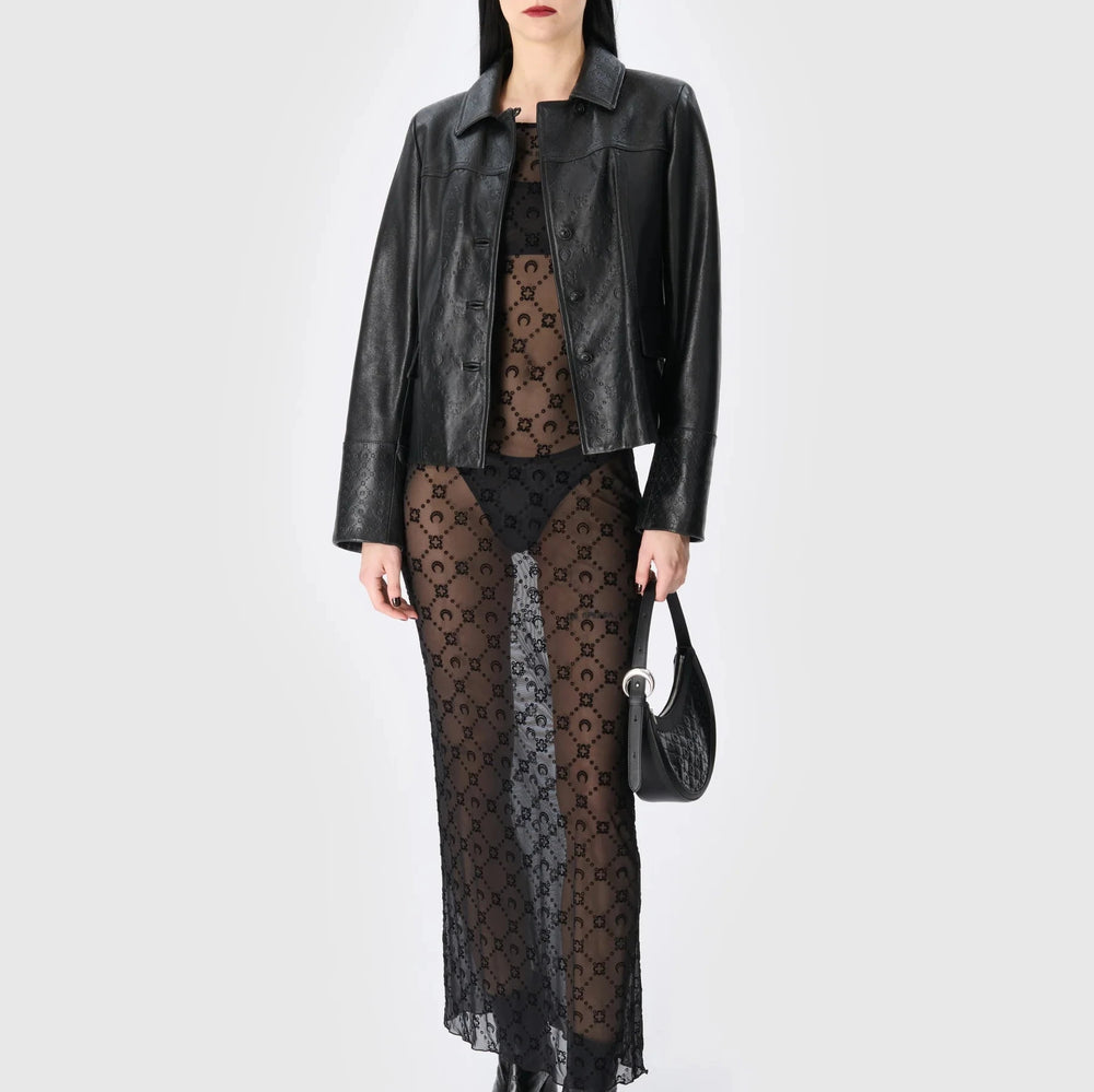 Marine Serre - MOONOGRAM EMBOSSED LEATHER BOXY JACKET