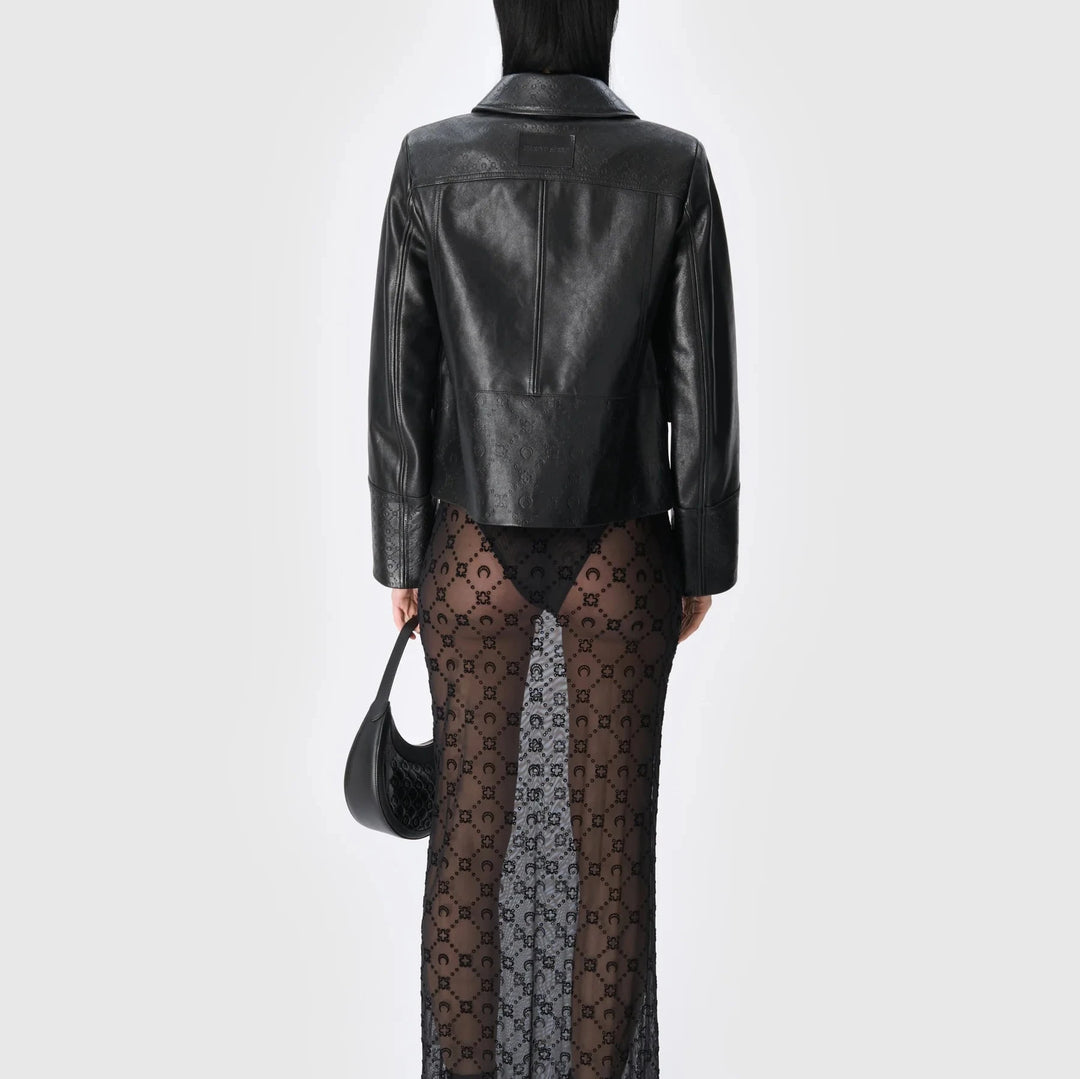 Marine Serre - MOONOGRAM EMBOSSED LEATHER BOXY JACKET
