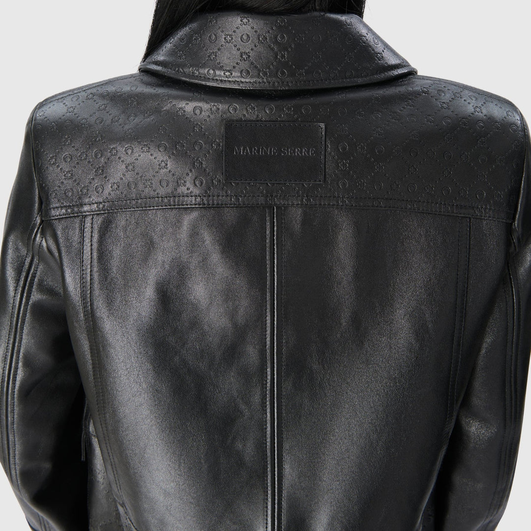 Marine Serre - MOONOGRAM EMBOSSED LEATHER BOXY JACKET