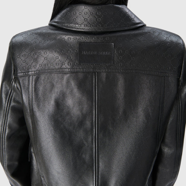 Marine Serre - MOONOGRAM EMBOSSED LEATHER BOXY JACKET