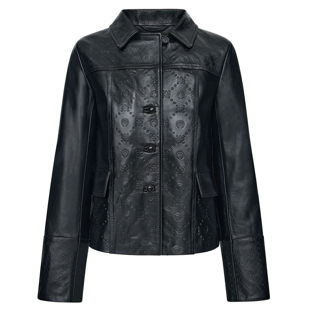 Marine Serre - MOONOGRAM EMBOSSED LEATHER BOXY JACKET
