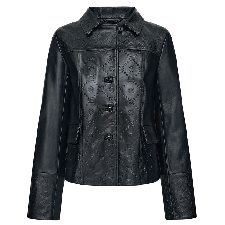 Marine Serre - MOONOGRAM EMBOSSED LEATHER BOXY JACKET