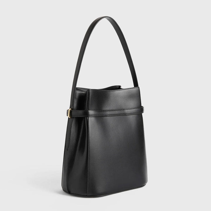 TOTEME - Belted leather bucket bag black