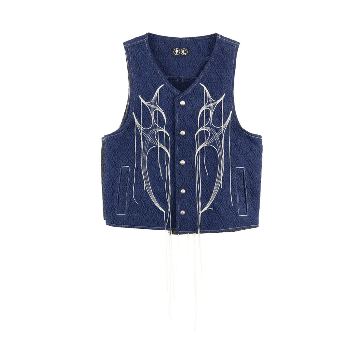 Tribal Tree Denim Vest – Why are you here?