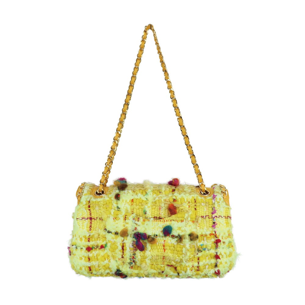 THE WORLD IS YOURS - Tweed Chain Bag 30 Hand woven fabric by Chieco hoda (GOLD)