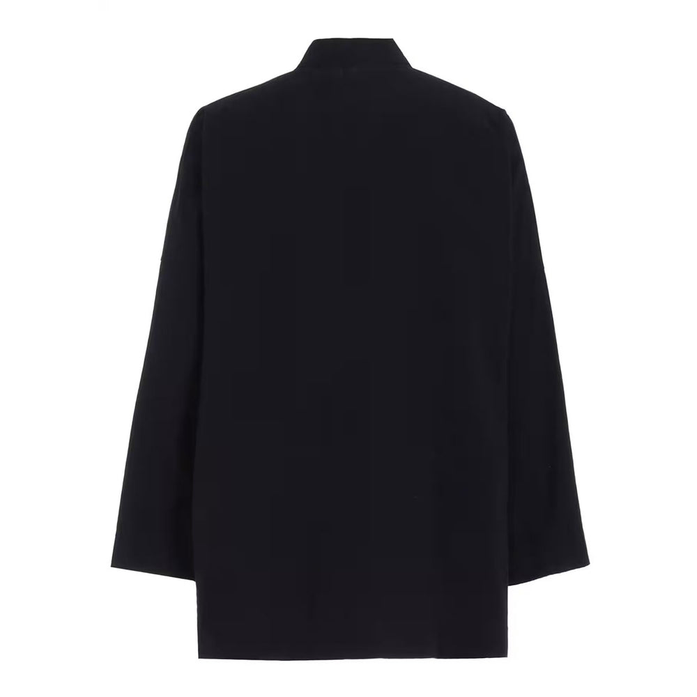 Ys for men - COTTON HEMP BROAD SHIRT WITH STAND COLLAR
