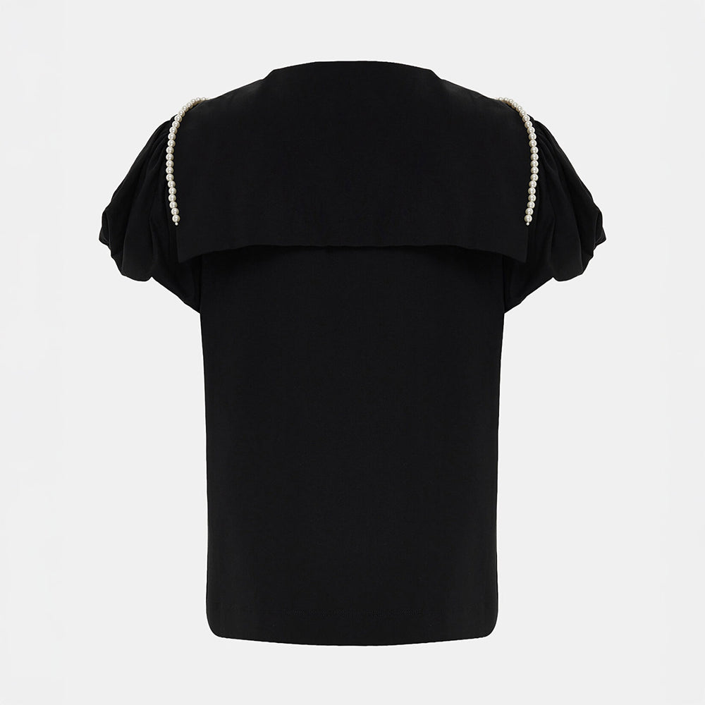 Simone Rocha - PUFF SLEEVE SAILOR COLLAR T-SHIRT W/ EMB