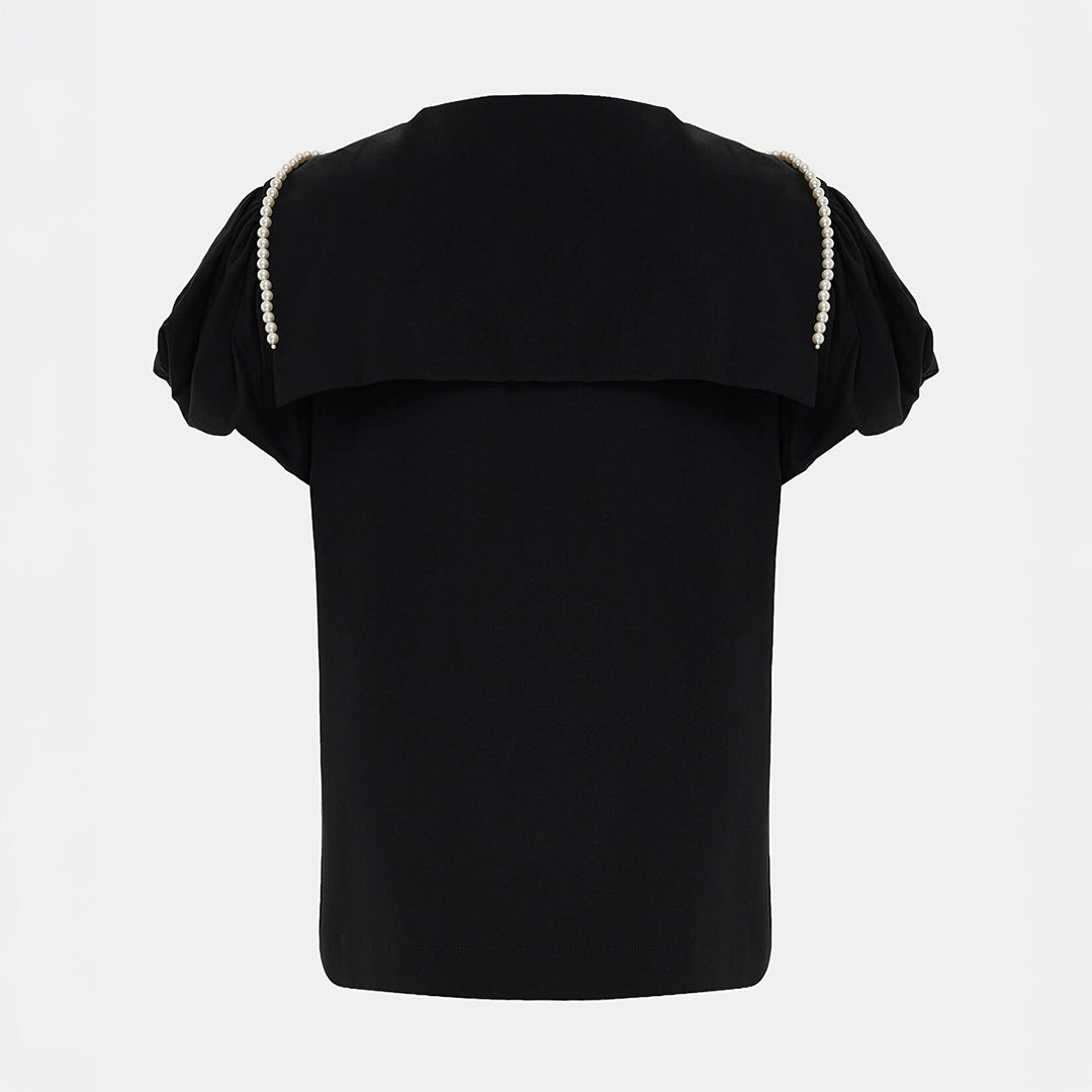 Simone Rocha - PUFF SLEEVE SAILOR COLLAR T-SHIRT W/ EMB