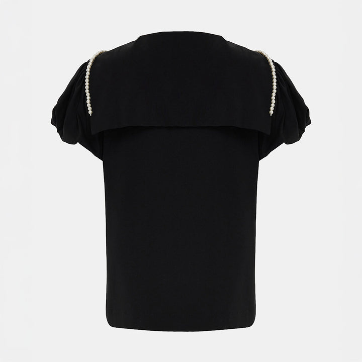Simone Rocha - PUFF SLEEVE SAILOR COLLAR T-SHIRT W/ EMB