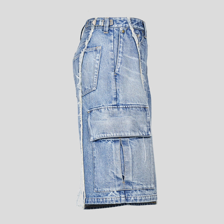 VUJADE - DAX SELVEDGE AFFIX CARGO SHORTS IN DENIM