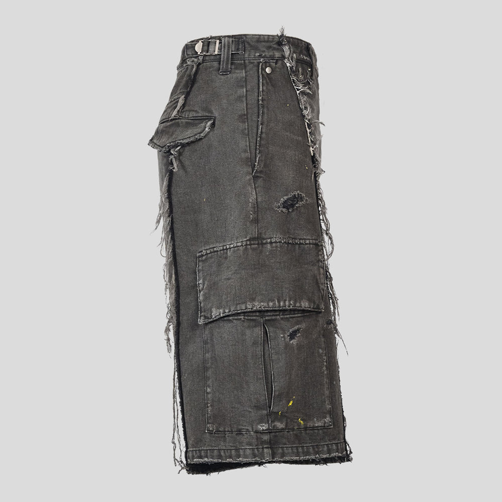 VUJADE - DAX DESTROYED AFFIX CARGO SHORTS IN BRUSHED COTTON