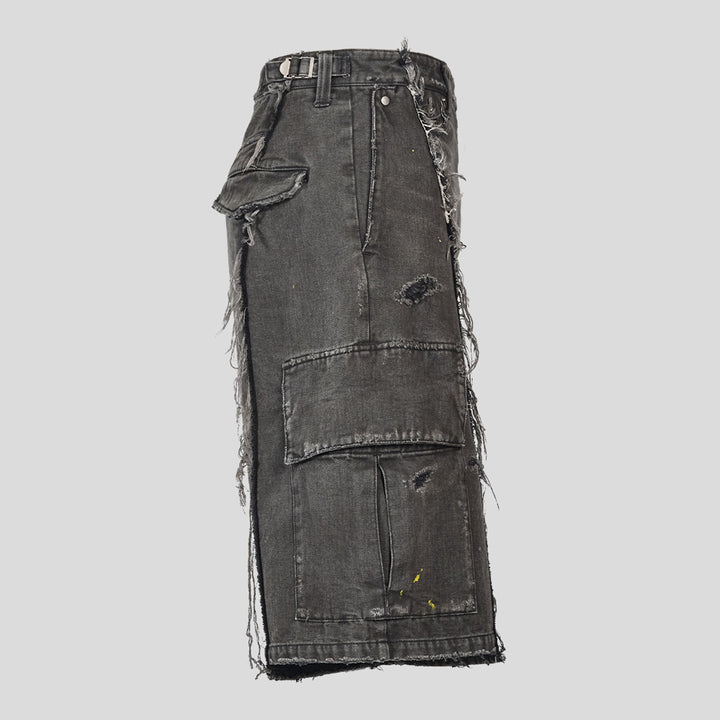 VUJADE - DAX DESTROYED AFFIX CARGO SHORTS IN BRUSHED COTTON