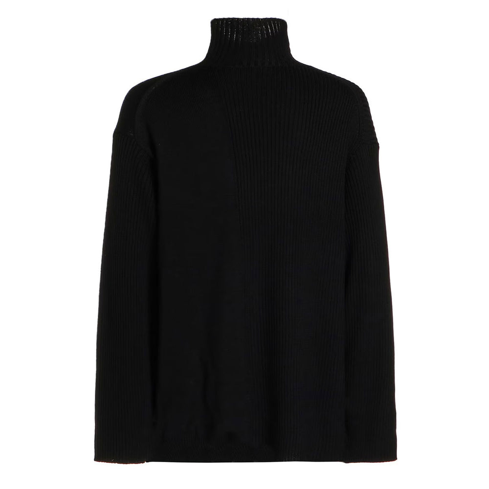 Yohji Yamamoto - 7G RIB JERSEY SWITCHING HIGH NECK KNIT