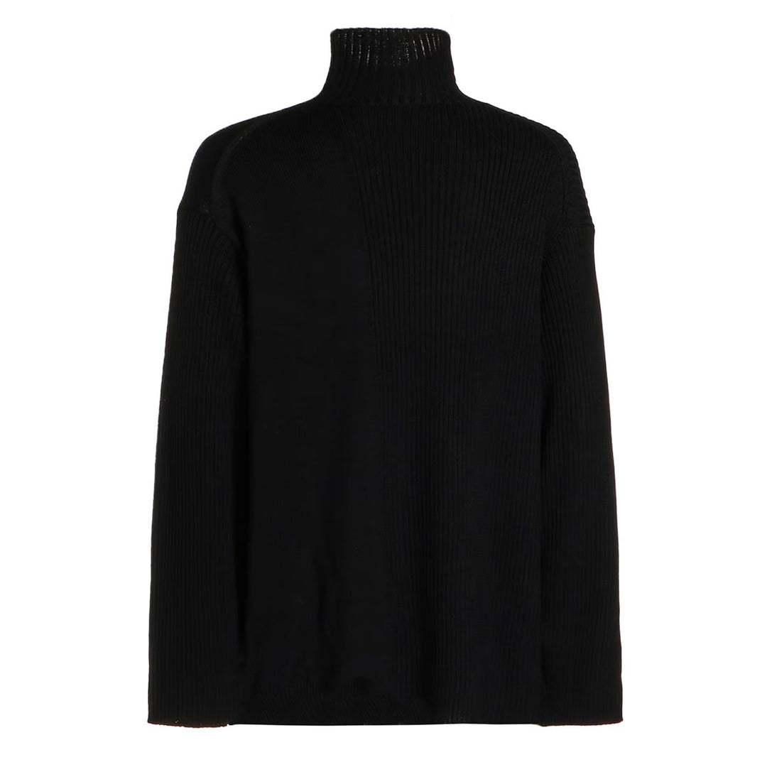 Yohji Yamamoto - 7G RIB JERSEY SWITCHING HIGH NECK KNIT