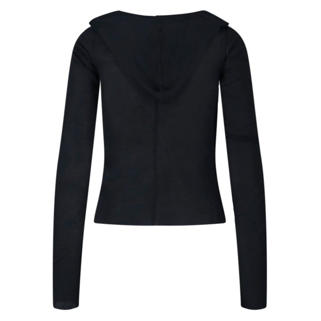 Rick Owens - CROPPED HOODED RIB LS T