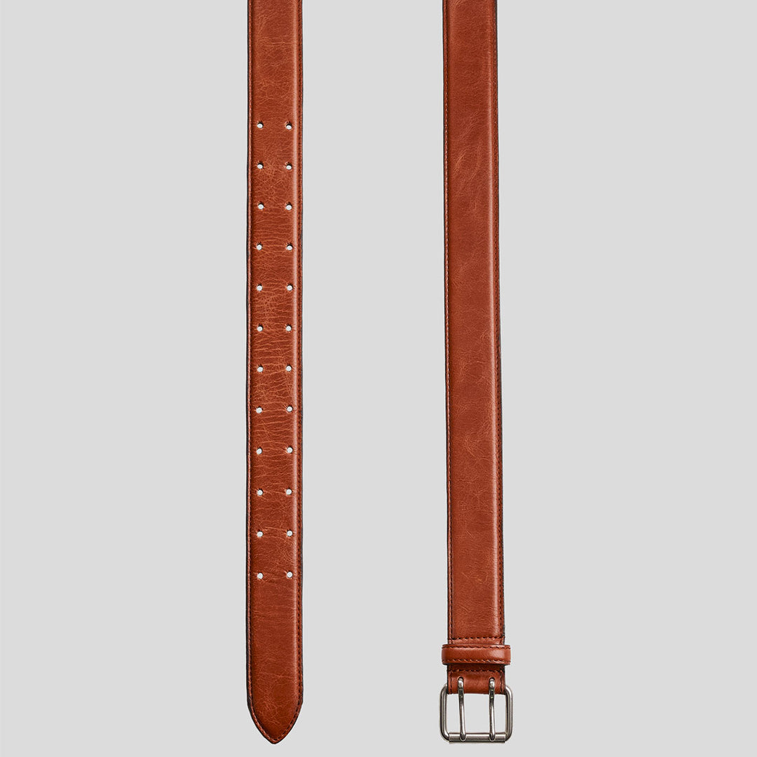 VUJADE - RELL TWO PRONG BELT IN CRINKLE LEATHER