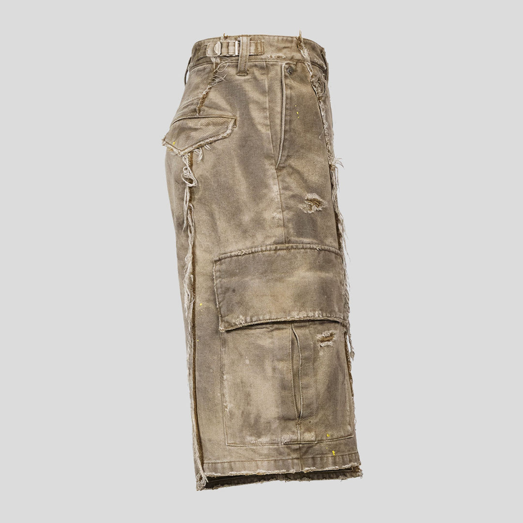 VUJADE - DAX DESTROYED AFFIX CARGO SHORTS IN BRUSHED COTTON