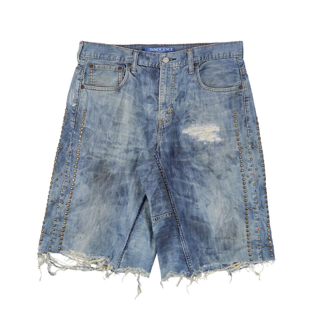 INNOCENCE NY - BAGGY STUDS DENIM  SHORTS【34】