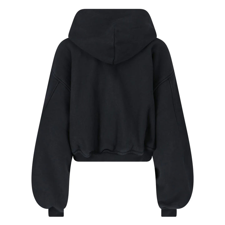 Alexander Wang - ブラック オーバーサイズ クロップド ジップアップ フーディー