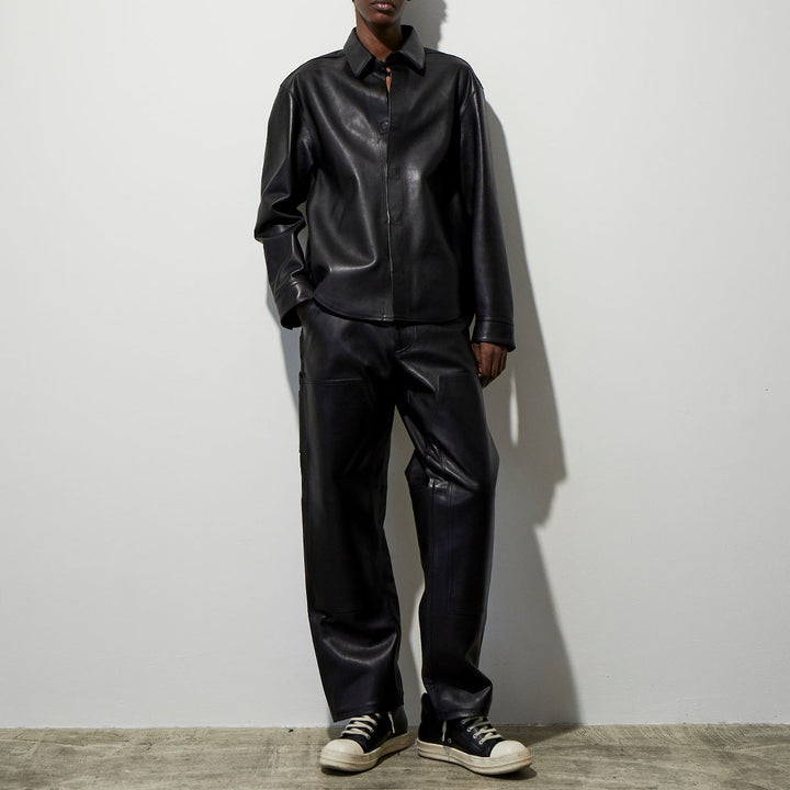 VUJADE - 【WHY限定】Dean Leather Affix Shirt in Waxed Baby Calf