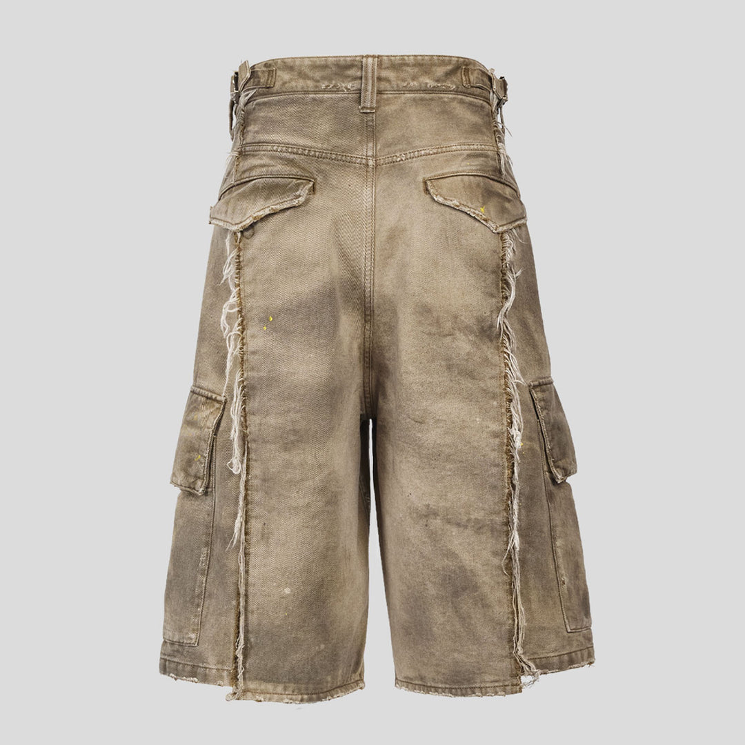 VUJADE - DAX DESTROYED AFFIX CARGO SHORTS IN BRUSHED COTTON