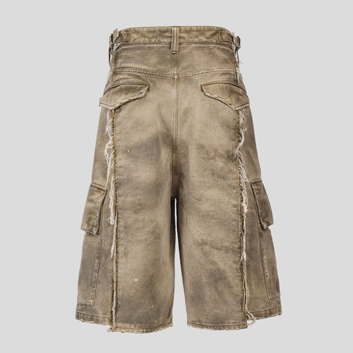 VUJADE - DAX DESTROYED AFFIX CARGO SHORTS IN BRUSHED COTTON