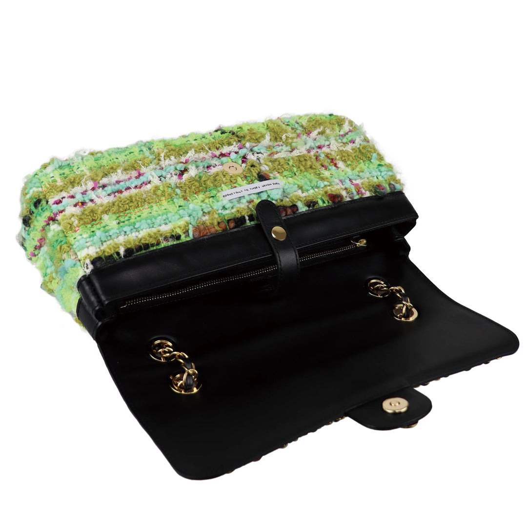 THE WORLD IS YOURS - Tweed Chain Bag 30 Hand woven fabric by Chieco hoda (GOLD)