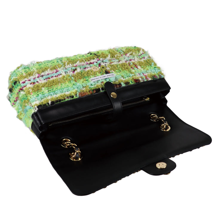 THE WORLD IS YOURS - Tweed Chain Bag 30 Hand woven fabric by Chieco hoda (GOLD)