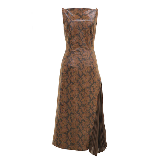 SIDE PLEATS DETAILED DRESS - Rokh