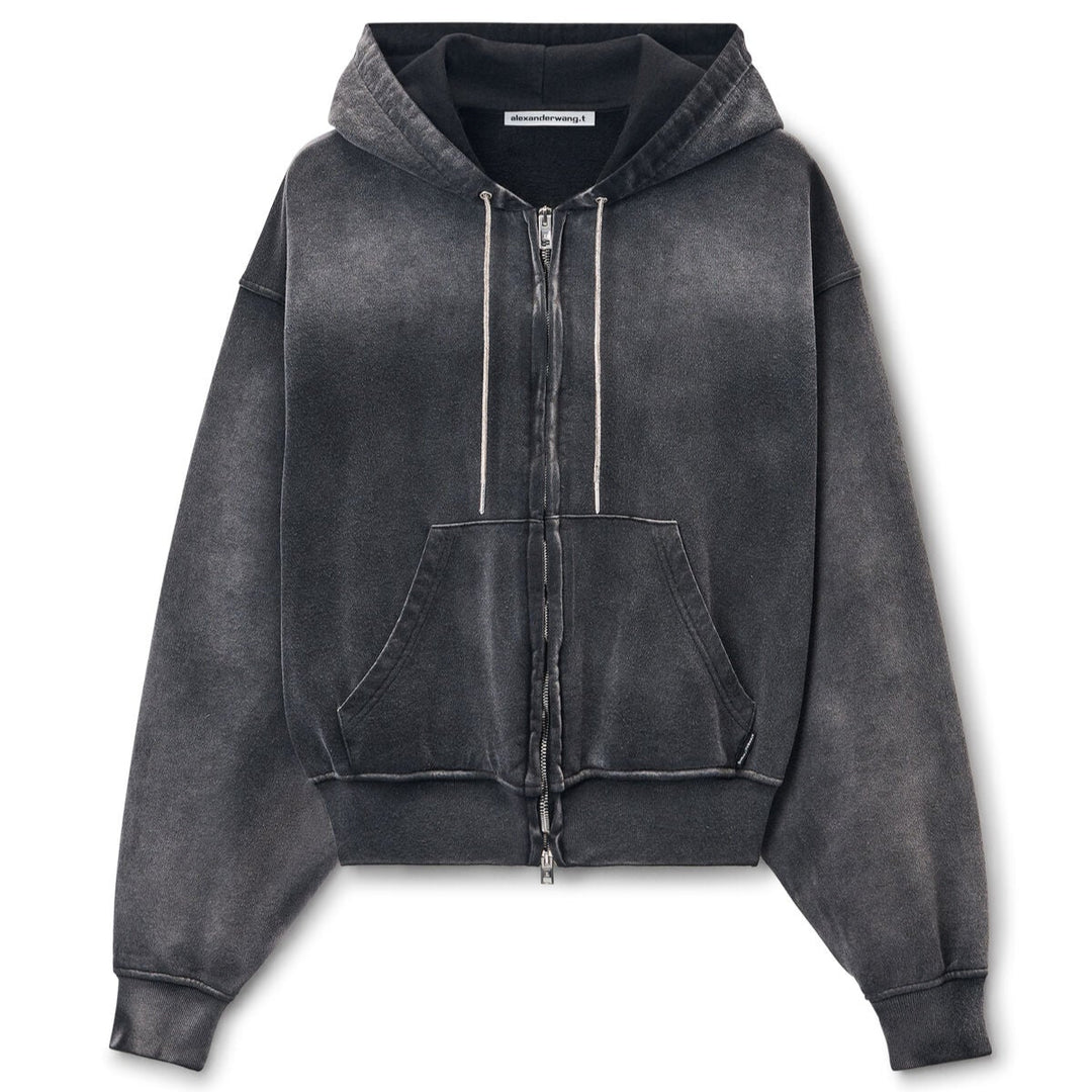 Alexander Wang - クリスタル ホットフィックス ドローコード クロップド ジップアップフーディー