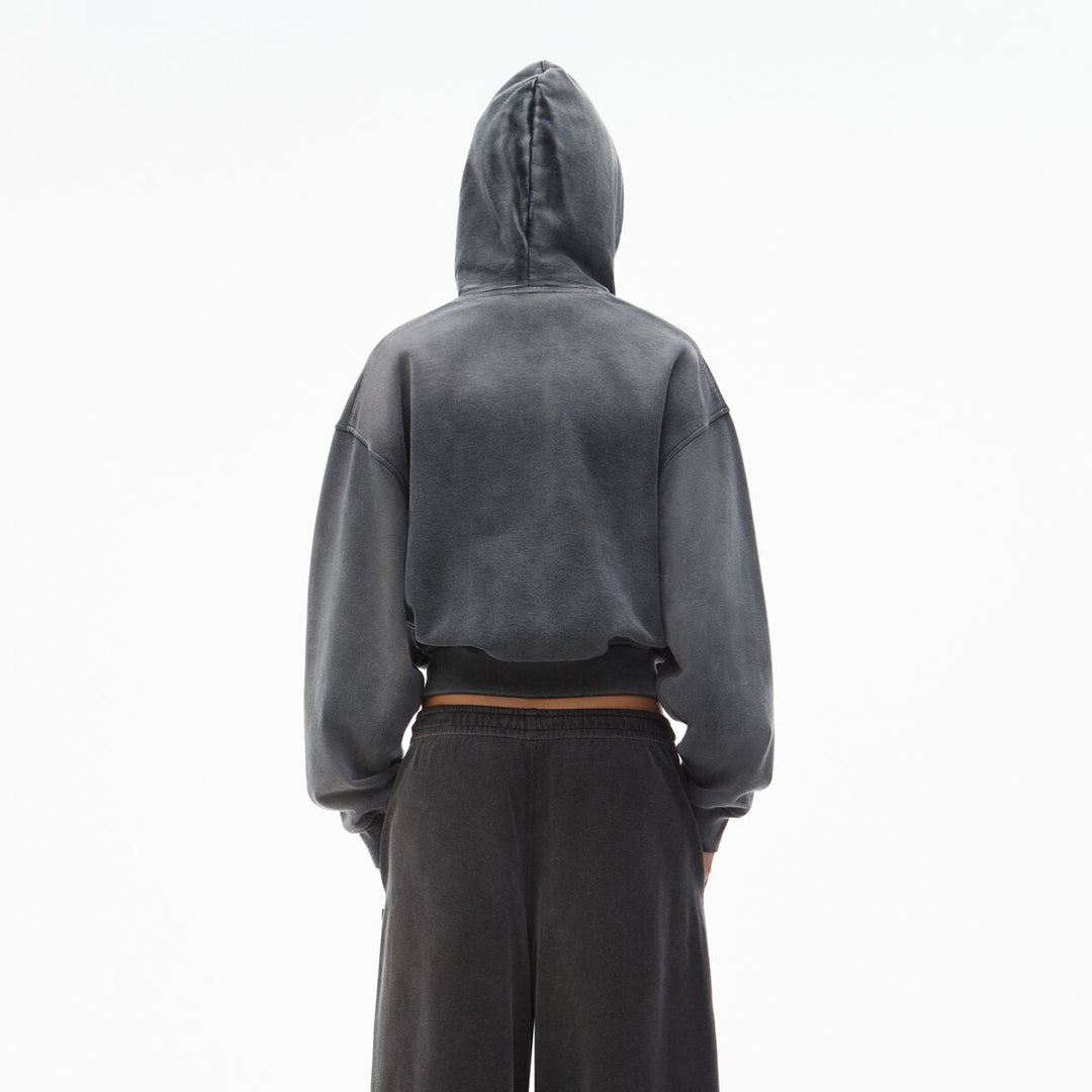 Alexander Wang - クリスタル ホットフィックス ドローコード クロップド ジップアップフーディー